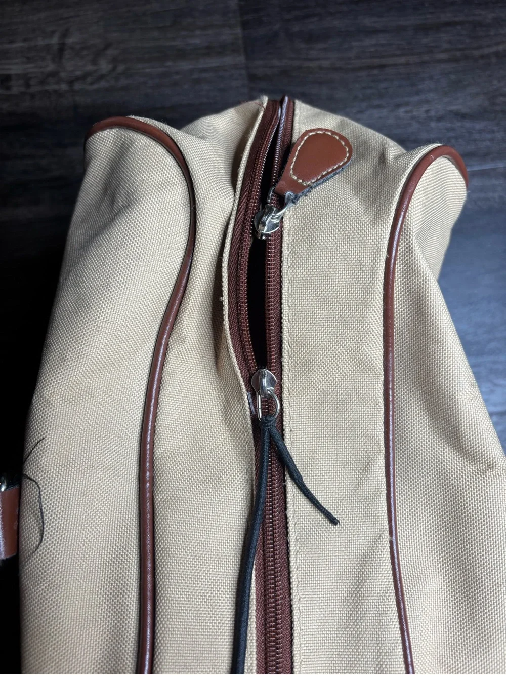 Vintage Ralph Lauren Mens Beige & Brown Canvas With Shoulder Strap Travel Duffle